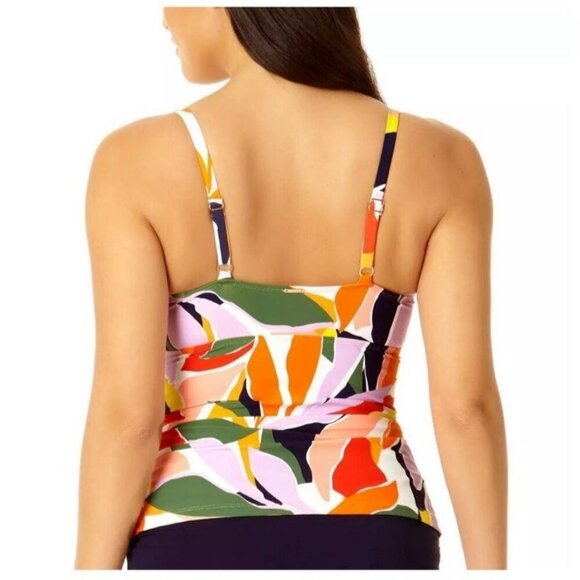 NWT Anne Cole 32C/34B Floral Abstract Underwire Tankini Swim Top Multicolor - Picture 2 of 9